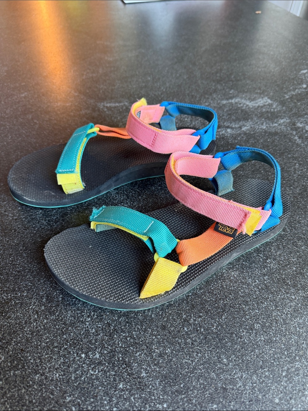 Teva Kids Rainbow Strap Sandals - Blue Pink Green Yellow Orange